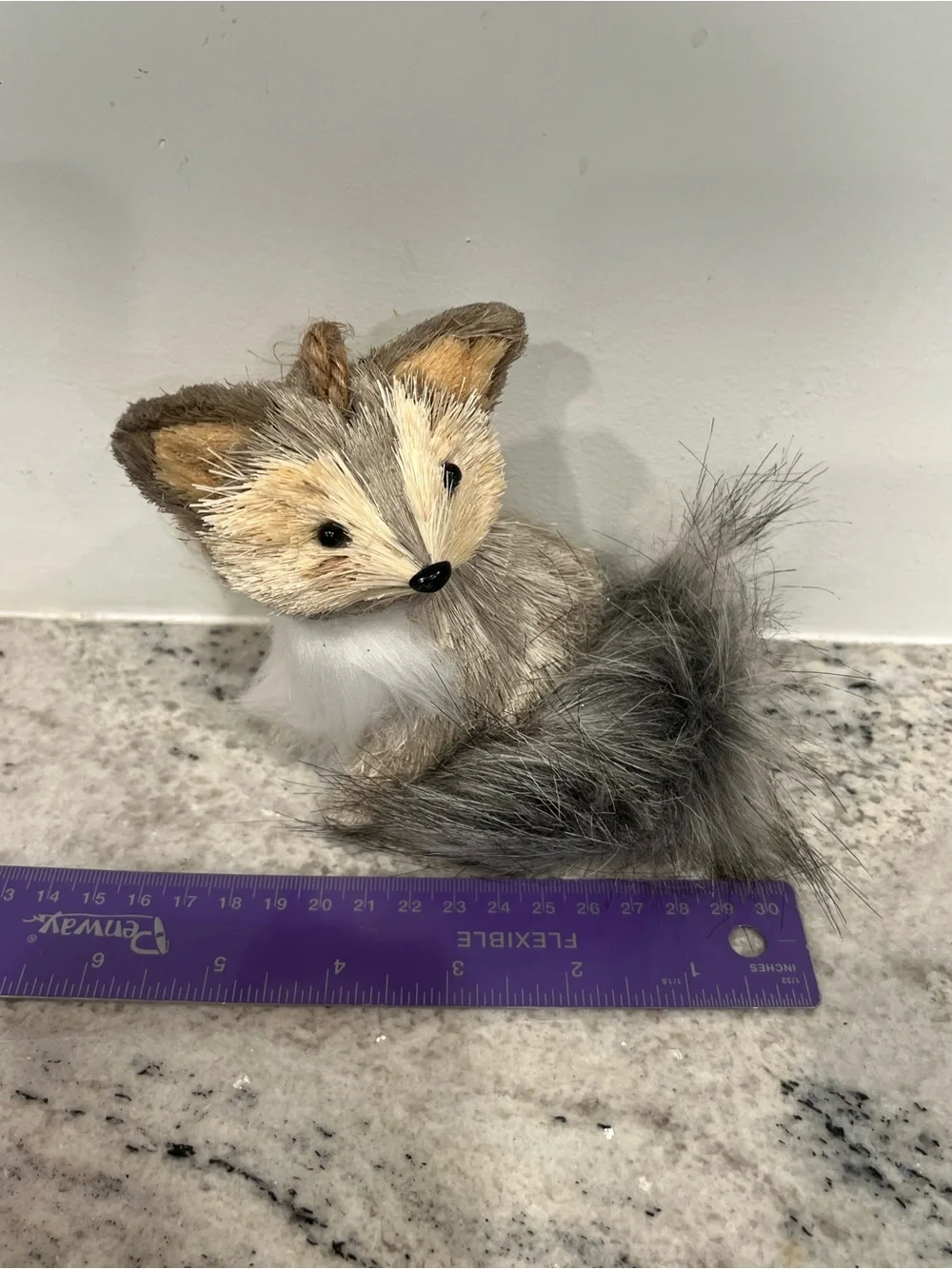 Large Plush Grey Fox ornament